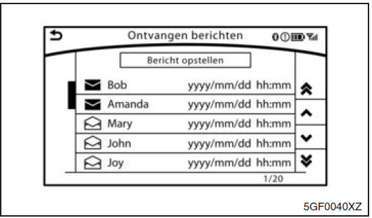 Lijst met ontvangen berichten weergeven