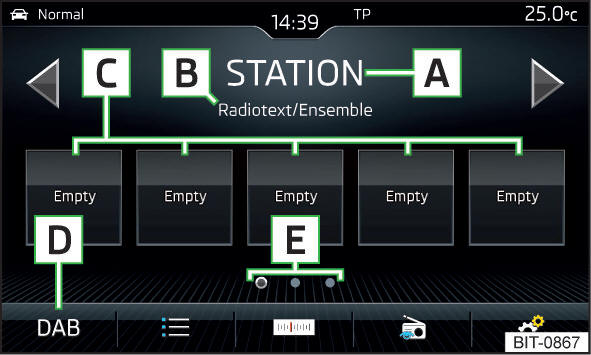 Radio: Hoofdmenu (DAB)