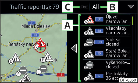 Lijst met verkeersmeldingen